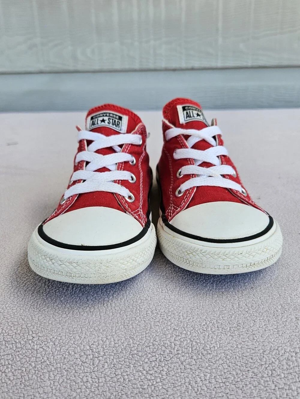 Converse CTAS Low Top Canvas Sneakers Toddler SZ 10 Red White Laces